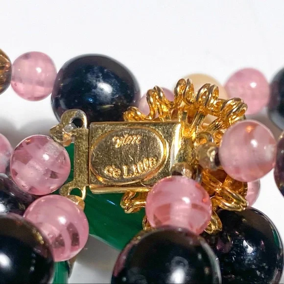 RARE! Vintage William De Lillo Beaded Double Strand Necklace